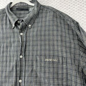 White & Graye Budweiser Plaid Button‎ Up Shirt Pocket Front 2XLT